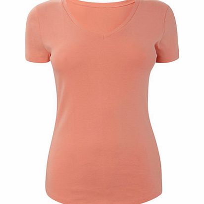 Bhs Peach Short Sleeve V Neck, peach 2422537313