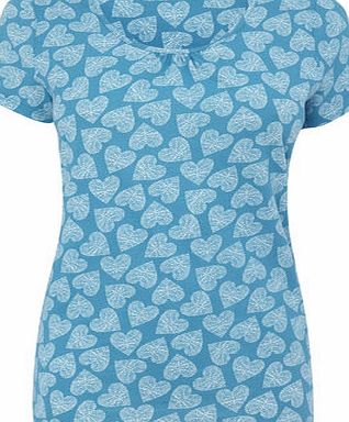 Bhs Peacock blue short sleeve printed scoop neck,