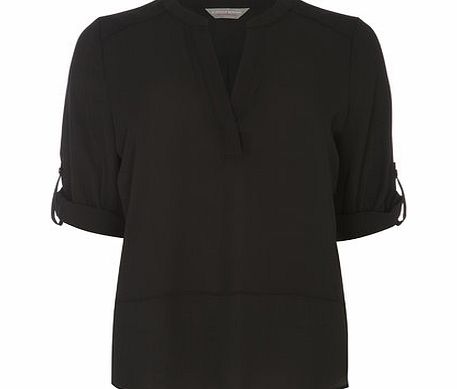 Bhs Petite Black Roll Sleeve Shirt, black 19130678513
