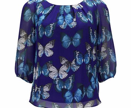 Bhs Petite Blue Butterfly Blouse, blue 12032581483