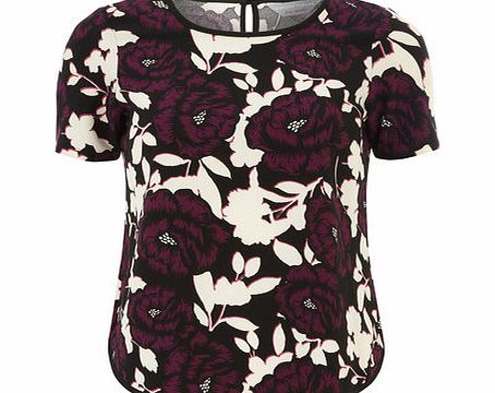 Bhs Petite Floral Crepe Top, purple 19128010924