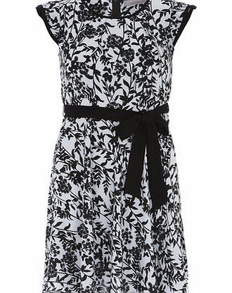 Bhs Petite Floral Fit and Flare Dress, blue