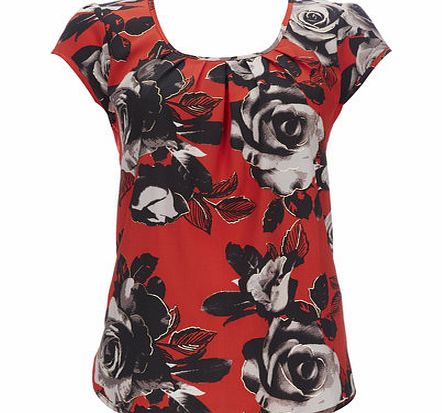 Bhs Petite Rose Print Shell Top, red 12033873874
