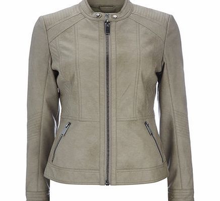 Bhs Petite Stone Stud Leather Look Biker Jacket,