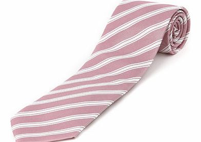 Bhs Pierre Cardin Pink White Stripe Tie, Pink