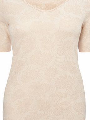 Bhs Pink 1/2 Sleeve Voop Floral Jacquard Top, pink