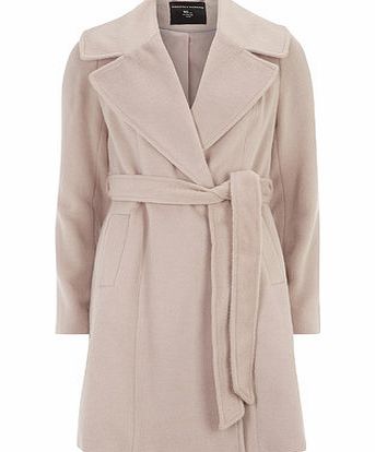 Bhs Pink Blush Belted Fit and Flare Coat, pink