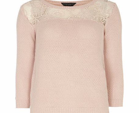 Bhs Pink Crochet Yoke Jumper, pink 19130440528