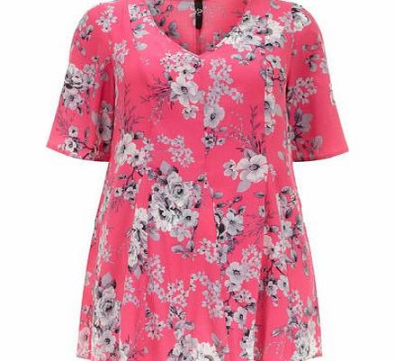 Bhs Pink Floral Print Top, pink 12611940528