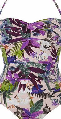 Bhs Pink Jungle Floral Twist Bandeau Tummy Control