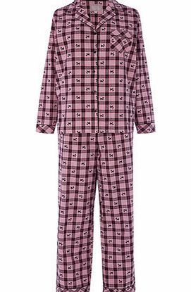 Bhs Pink Multi Scottie Check Pyjama Set, multi pink