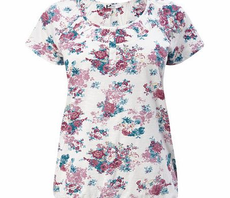 Bhs Pink Petite Floral Pleat Detailing Top, pink