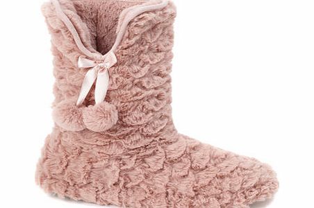 Bhs Pink Scallop Fur Bootie, pink 6007070528