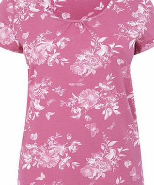 Bhs Pink short sleeve printed scoop neck, Crocus