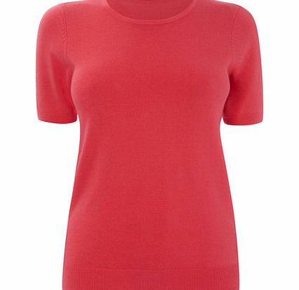 Pink Supersoft Short Sleeve Crew Jumper, pink