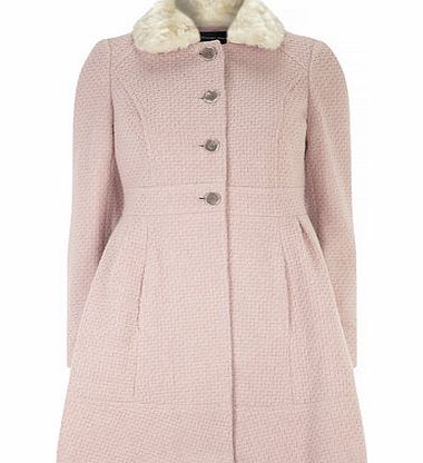 Bhs Pink Textured Fit and Flare Coat, pink 19128420528