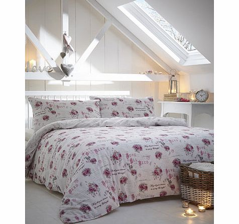 Bhs Pink Vintage Floral Brushed Cotton Bedding Set,