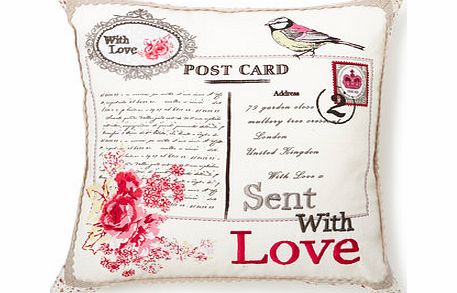 Bhs Pink Vintage postcard cushion, pink 1859850528