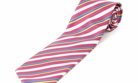 Bhs Pink Yellow Green Stripe Tie, Pink BR66D02GPNK