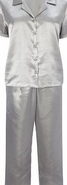 Bhs PJ Grey Plain Satin Revere Pyjama, grey 733290870