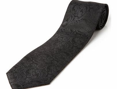 Bhs Plain Black Paisley Tie, Black BR66D25EBLK