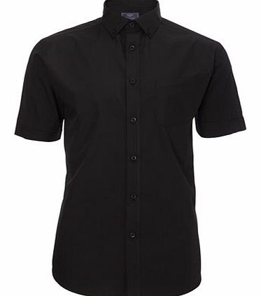 Bhs Plain Black Short Sleeve Shirt, Black BR51P13BBLK