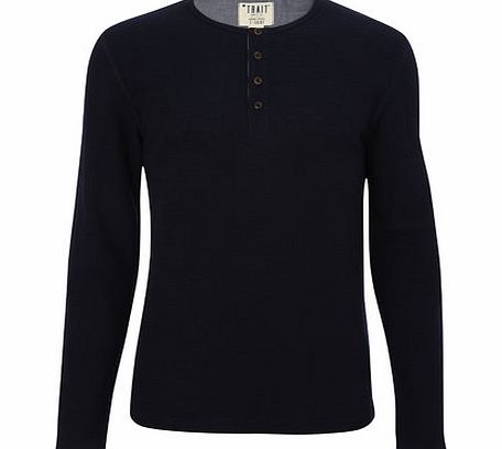 Bhs Plain Navy Long Sleeve Top, Blue BR54T01FNVY