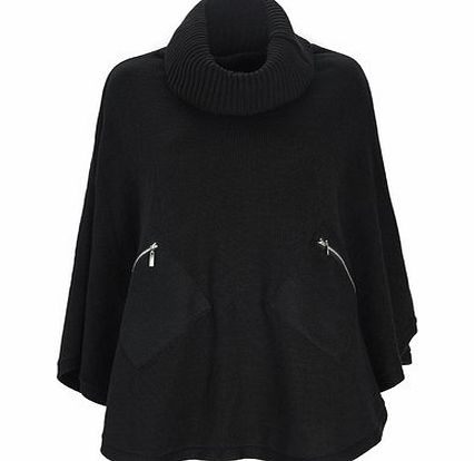 Bhs Poncho With Zip Detailing, black 12034378513