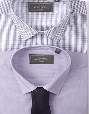 Purple 2 Pack Check  Stripe Co-ord Shirts,