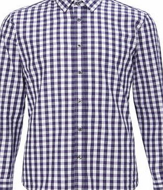 Bhs Purple Cotton Gingham Shirt, Purple BR51J05FPUR