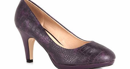 Bhs Purple Croc Platform Extra Wide Court Shoes,