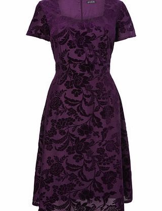 Bhs Purple Devore Detail Floral Dress, purple