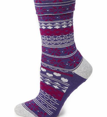 Bhs Purple Fairisle Snuggle Socks, purple 3008630924