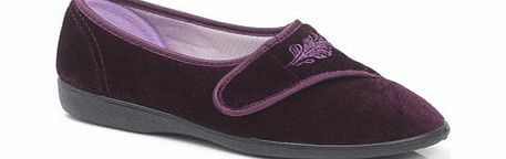 Bhs Purple Flower Embroidered Velcro Slippers,