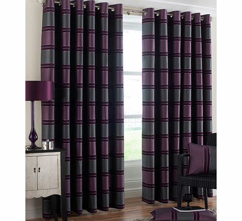 Bhs Purple Horizon Stripe Eyelet Curtain, purple
