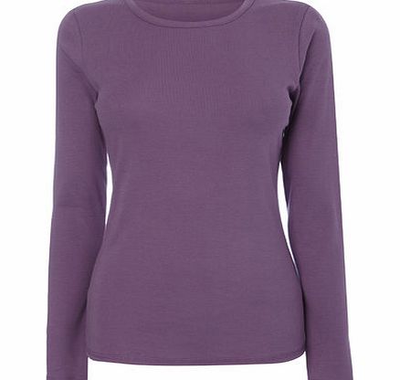 Bhs Purple Long Sleeve Crew Neck Top, deep purple
