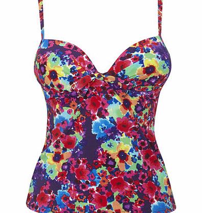 Bhs Purple Photo Floral Tankini Top, purple multi
