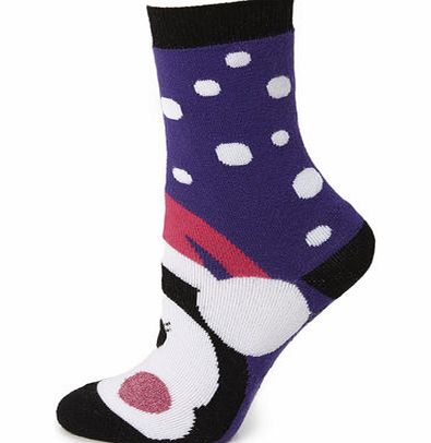Bhs Purple Side by Side Penguin Bed Socks, purple