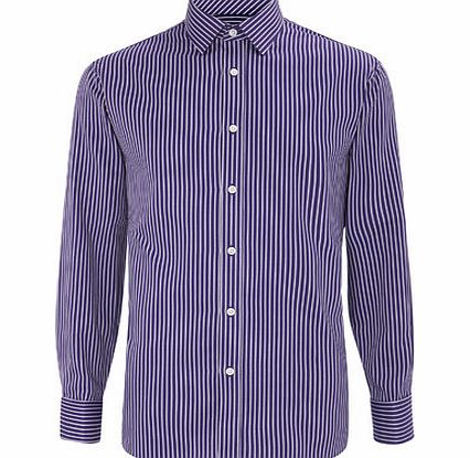 Bhs Purple Stripe Double Cuff Shirt, Purple