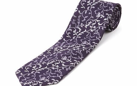 Bhs Purple Texture Floral Tie, Purple BR66D02GPUR