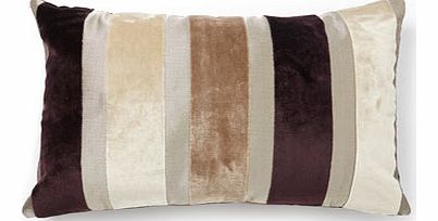 Bhs Purple velvet stripe lumbar cushion, purple