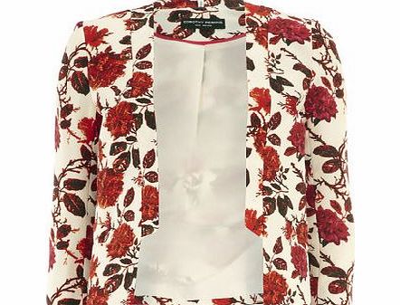 Bhs Red and Cream Floral Tux Jacket, multi 19123259530