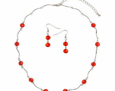 Bhs Red Bead Jewellery Set, red 12179753874