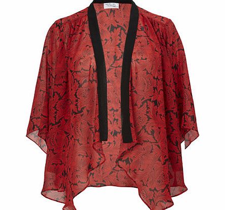 Bhs Red/black Floral Baroque Kimono, red/black