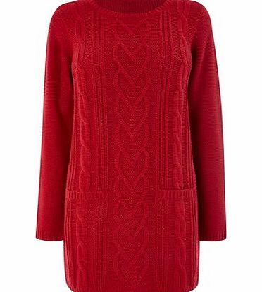 Bhs Red Cable Tunic, red 586240007