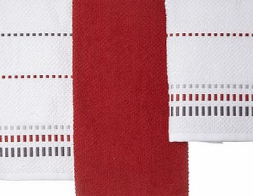 Bhs Red Essentials Linear Weft set of 3 terry tea