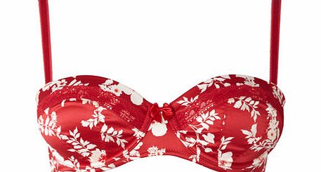 Bhs Red Floral Print Balcony Bra, red 2304363874