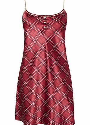 Bhs Red Multi Tartan Print Strappy Chemise, reds