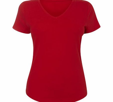 Bhs Red Short Sleeve V Neck Top, red 2424043874