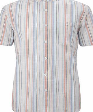 Bhs Red Stripe Grandad Collar Shirt, Red BR51A13GRED